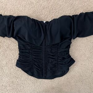 Chic Black Ruched Women's Blouse